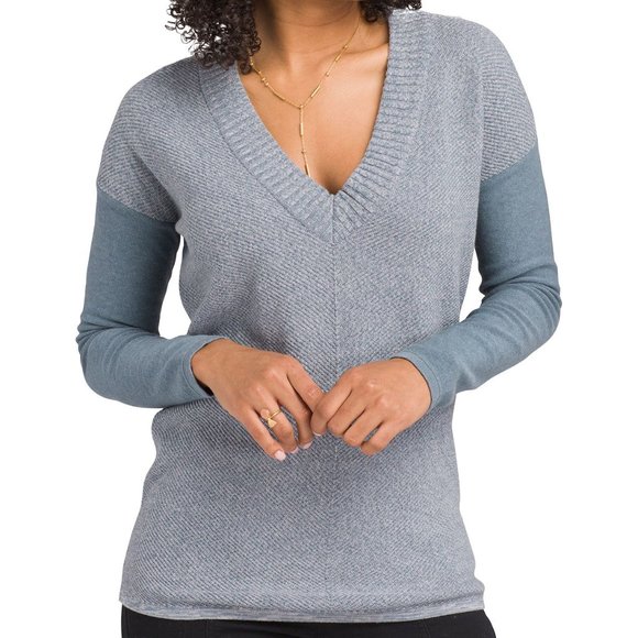 Prana Sweaters - Prana Cedros Blue Tunic Length V Neck Sweater